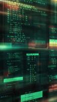 An array of code in virtual space. video