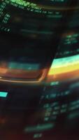 Animated background with computer code in interface windows. video
