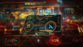 3D smartphone displaying dynamic infographics in virtual space video