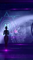A sci-fi plot of the use of artificial intelligence in space flights. 3D render video