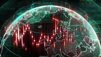 Cybernetic space, featuring a globe amidst a backdrop of data streams. video