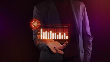 Artificial intelligence analyzes a chart with data on the decline in energy. video