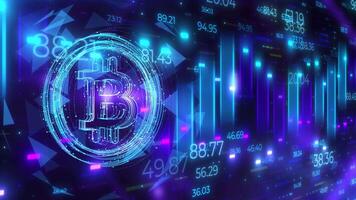 Animation of Bitcoin trading in the digital space. video