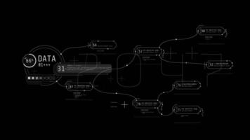 Abstract animated multi-component HUD diagram with infographics. video