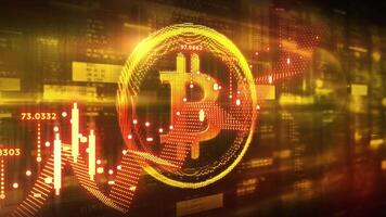 Bitcoin cryptocurrency on the background of digital space. video