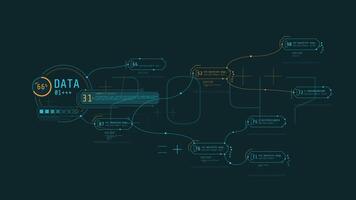 Abstract animated multi-component HUD diagram with infographics. video