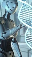 Android works in the field of genetics. 3D render video