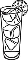 A black and white drawing of a glass of lemonade vector