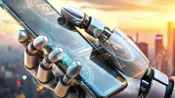 Artificial intelligence in a smartphone, animated graphics. video