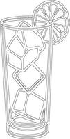 A drawing of a glass of lemonade with ice cubes vector