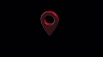 A red and black map pointer on a black background video