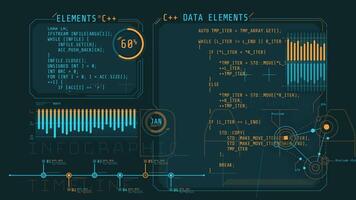 Coding and infographics in the HUD interface. video