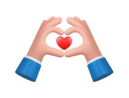 3d hands fold the shape of a heart vector