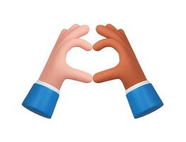 3d hands fold the shape of a heart vector