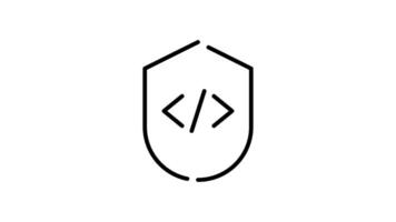 Programming coding outline icon animation. transparent background video