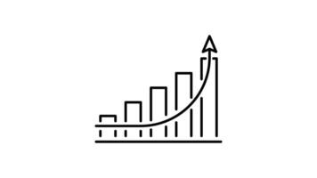 graph going up outline icon animation. transparent background video