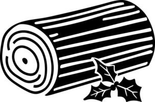 Log with holly and leaves clipart vector