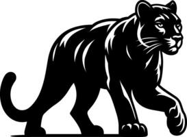 A black panther walking on a white background vector