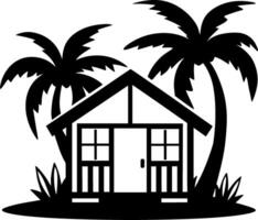 A house with palm trees and a beach vector
