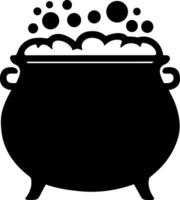 A black and white illustration of a pot with bubbles vector