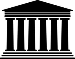 A black and white image of a building with columns vector