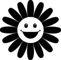 A black and white flower with a smiling face vector