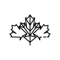 A black and white drawing of a maple leaf vector