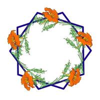 Botanical holiday frame with nasturtiums and branches vector