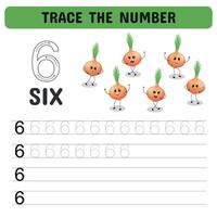 Tracing number worksheet designed for kindergarten and preschool, helping children learn numbers and practice handwriting. Printable and educational. vector
