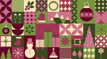 Merry Christmas and Happy New Year. Mosaic geometric horizontal Christmas pattern for wrapping paper, greeting cards, invitations, scrapbooking. vector