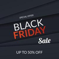 Black Friday Sale square paper cut banner with text. Abstract simple background for advertising, social media posts, promotion, web banners. Modern dark discount background. vector