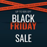 Black Friday Sale square banner with red crossed ribbons and text. Abstract simple background for advertising, social media posts, promotion, web banners. Modern discount background. vector