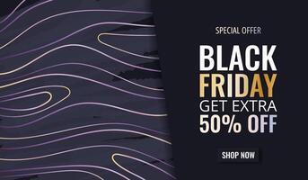 Black Friday Sale horizontal banner with brush strokes, lines and text. Abstract simple background for advertising, social media posts, promotion, web banners. Modern discount background. vector