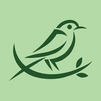 Logo in the form of a bird sitting on a branch. vector