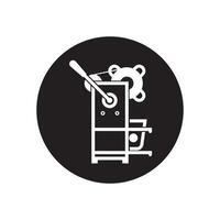 A black and white illustration of a machine with a bear on it vector