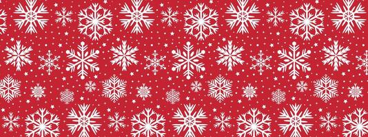Seamless Christmas pattern with snowflakes and stars on a red background. vector