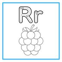 tracing alfabet trace raspberry fruit illustration vector
