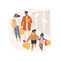 Shopping with kids isolated cartoon illustrations. vector