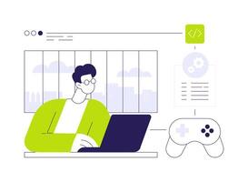 Online game development abstract concept illustration. vector