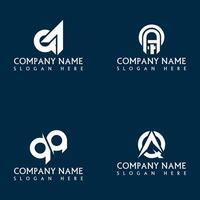 QA letter logo set design vector