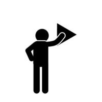 illustration of a stickman an stick figure pressing the play button vector