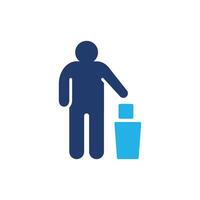 man trowing garbage in trash can colored icon design good for web or mobile app vector