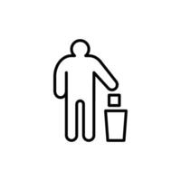 man trowing garbage in trash can thin outline icon design good for web or mobile app vector