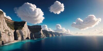 A beautiful view of cliffs and water photo