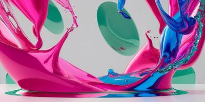 A colorful liquid is being poured into a glass photo