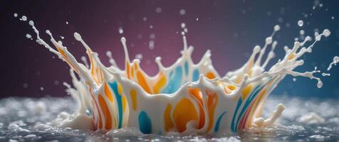 A splash of milk is splashed on a surface photo