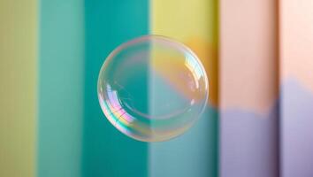 A bubble floating in front of a colorful background photo