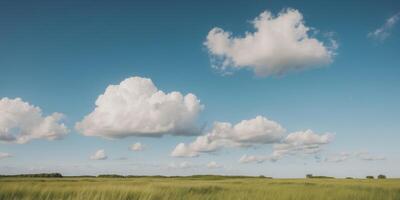 A field with some clouds in the sky photo