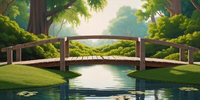 Bridge over water in a forest photo