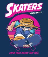 Skaters Gonna Skate Cartoon Illustration Design vector